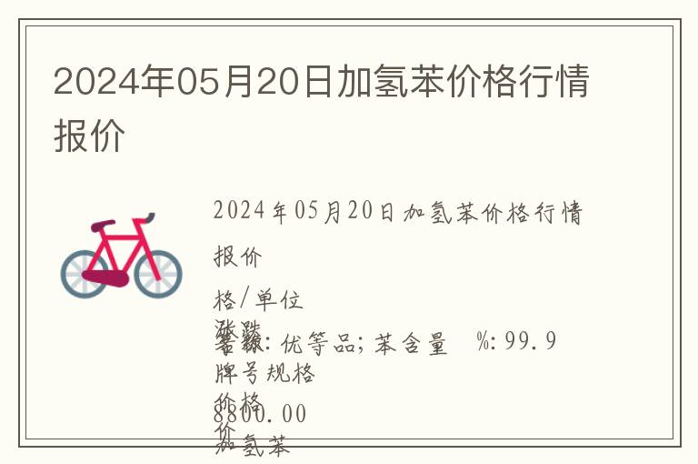 2024年05月20日加氫苯價格行情報價
