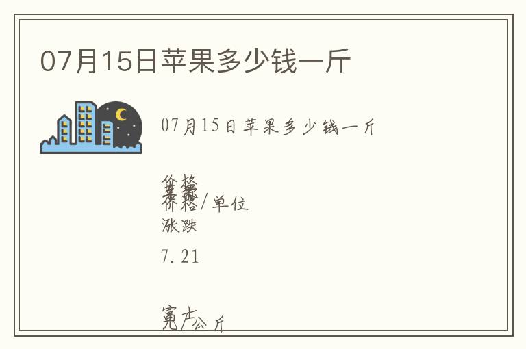 07月15日蘋果多少錢一斤