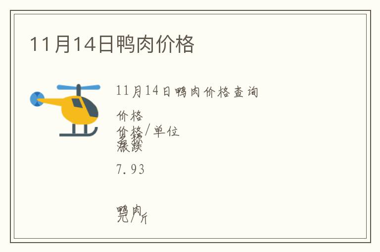 11月14日鴨肉價格