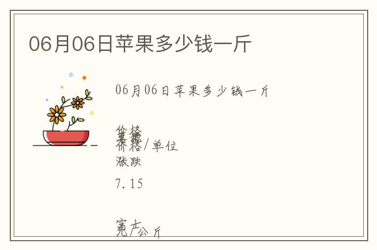 06月06日蘋果多少錢一斤