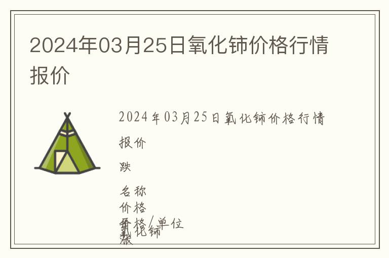 2024年03月25日氧化鈰價格行情報價