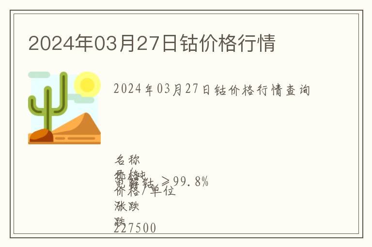 2024年03月27日鈷價(jià)格行情