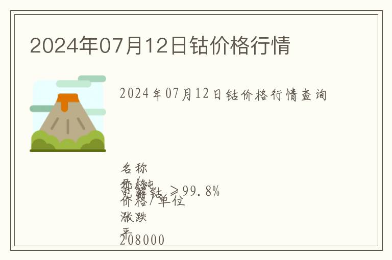 2024年07月12日鈷價格行情