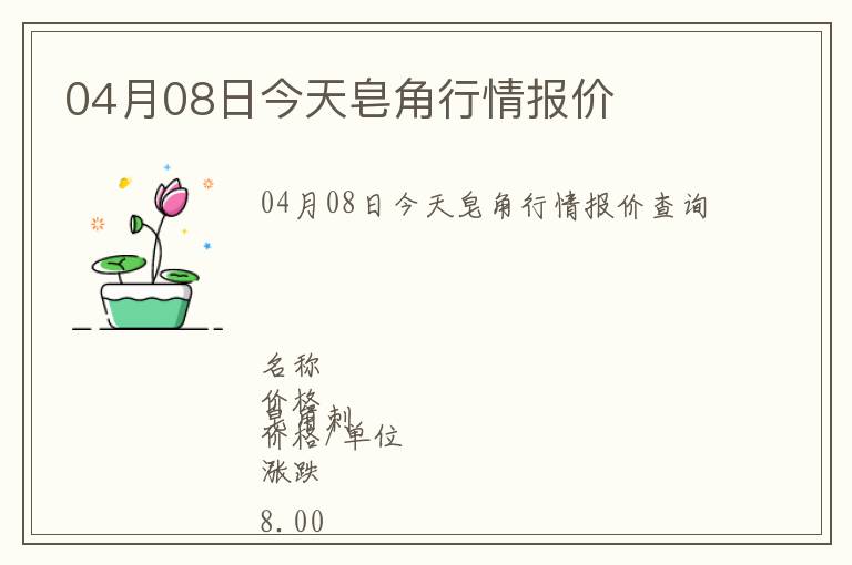04月08日今天皂角行情報(bào)價(jià)