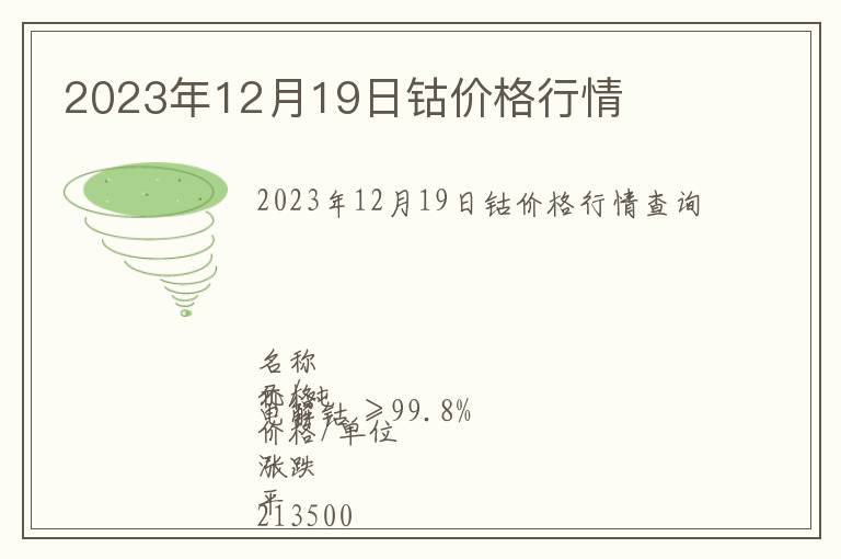 2023年12月19日鈷價格行情