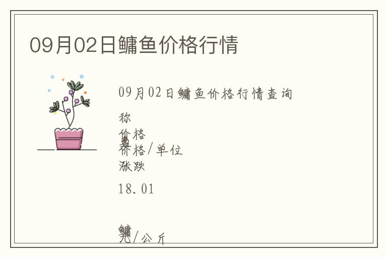 09月02日鳙魚(yú)價(jià)格行情