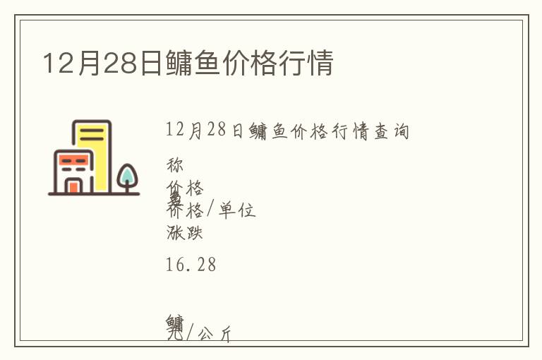 12月28日鳙魚價格行情